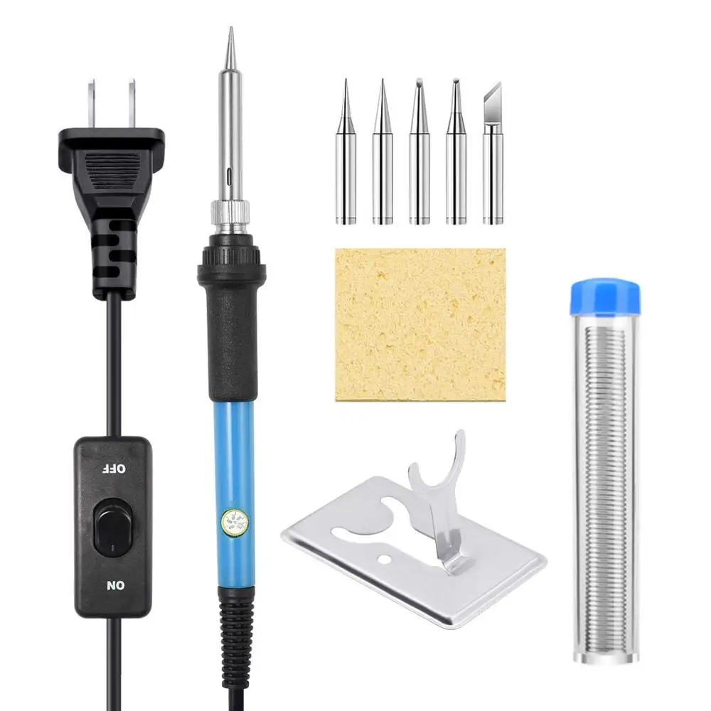 

Soldering Iron Kit, [Upgraded] 60W Adjustable Temperature Welding Tool with ON-Off Switch, Rarlight 9-in-1 Soldering Kits