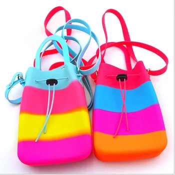 

Drawstring Shoulder Bag Girl Silicon Women Bag Swim Bag For Seaside Waterproof Bag Camping Rainbow Color