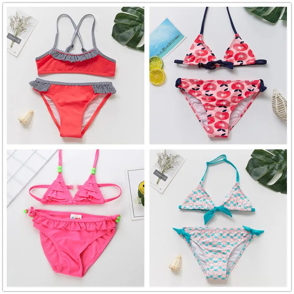 Girls Swimsuit Bikini-Sets Two-Pieces Kids Biquini Infantil-St139-Mix 2--14year New-Arrival