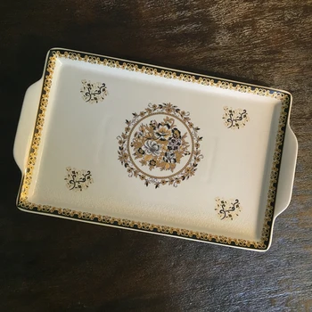 

Kitchen Ceramic Tray Rectangle Fruit Plate Snack Dish Tea Saucer Bathroom Cosmetic Storage Tray Decorations Wedding Gifts