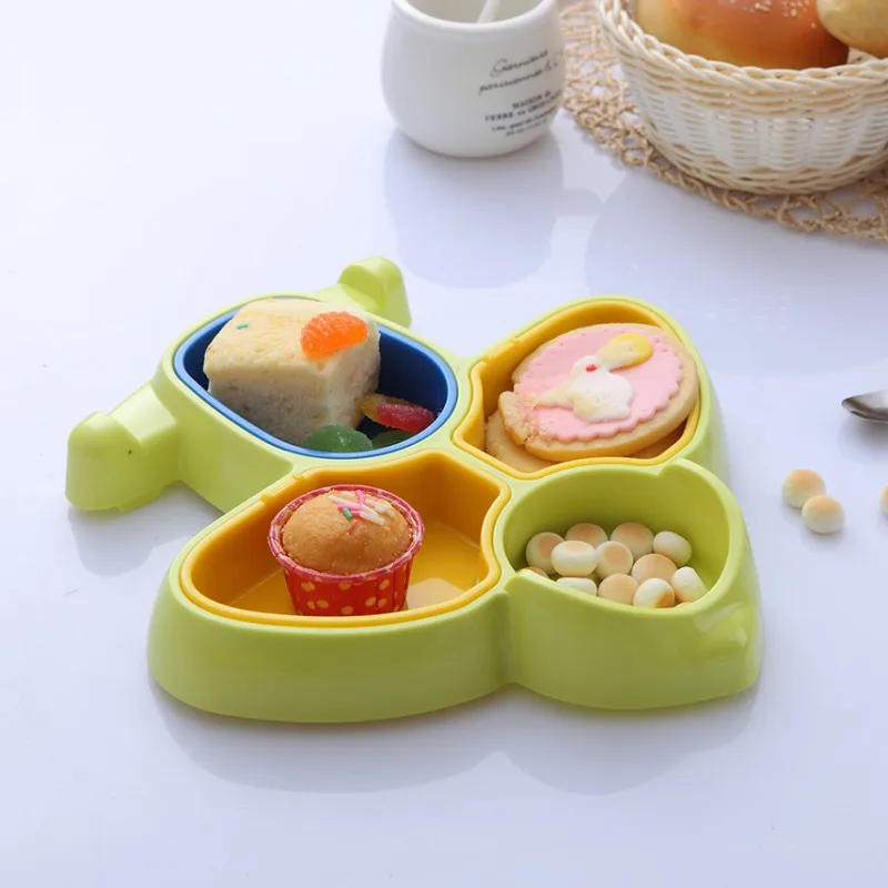 DF0162-G Plane Shape Kids Breakfast Divided Plate Ceramic Cartoon Digger Car Air Plane Baby Dinnerware Dish - Color: DF0162-G