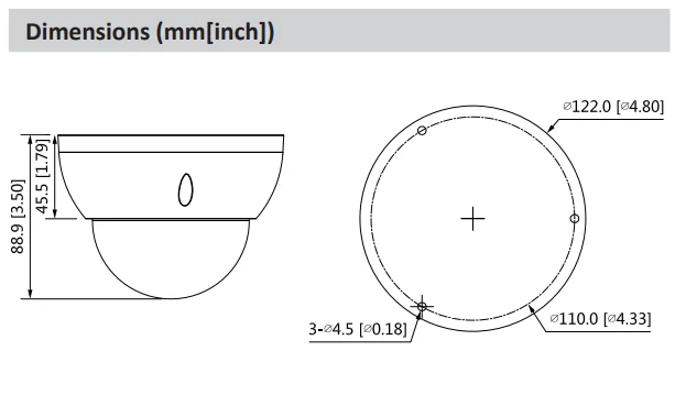 Dahua 4MP Dome Camera 1/2.7 CMOS SMART H.264+ H.265+ Rotation Mode Support SD Card and Audio Network IP Camera IPC-HDBW3441R-ZAS