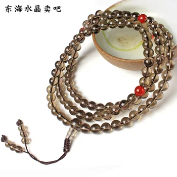 

Natural Tea Water Crystal Bracelet Woman Male Fund Citrine 108 A Beads Tobacco Crystal Hand String Beads