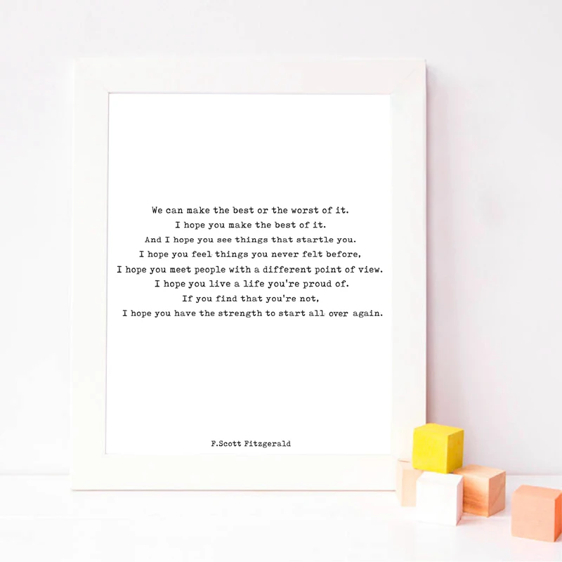F Scott Fitzgerald Inspirational Quote Poster Prints Kids Room Wall Art Canvas Painting Picture Decor Motivational Gift | Дом и сад