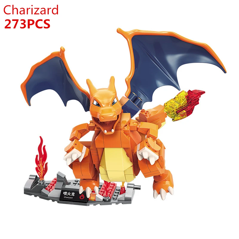 

2020 NEW Anime Movie Pokemon Ash Ketchum Poké Ball Charizard Building Blocks Model Sets Bricks Classic For Children Toys Gift