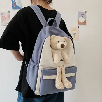 

Ins Wind School Bag Female Korean The Wild Junior High School Student High School Backpack Japanese Harajuku Cute Bear Backpack