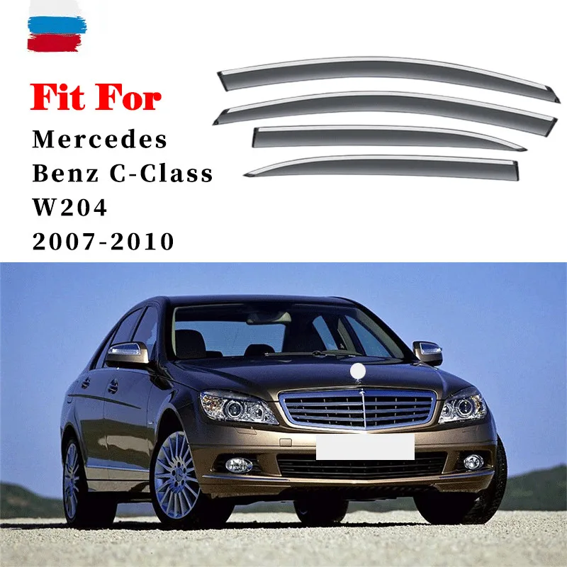 FOR Mercedes Benz C class W204 2007-2010 car rain shield deflectors awning trim cover exterior car-styling accessories parts