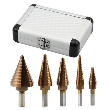 

Yalku 5-piece Drill bit set suitable for metal drilling wood drill Core Drill Bit aluminum box step drill set of drills Drill
