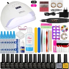 УФ светодиодная лампа 36 Вт/48 Вт/54 Вт, 12 цветов, набор для маникюра с гелем, на выбор, основа для лака, верхнее покрытие, набор для маникюра, ручка для ногтей, инструмент для дизайна ногтей
