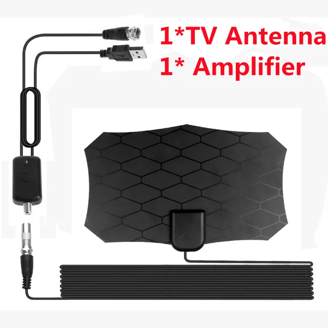DVB-T 28dBi HDTV HD TV Antenna Flat 200m Range 1080P 4K Coaxial Cable Amplifier