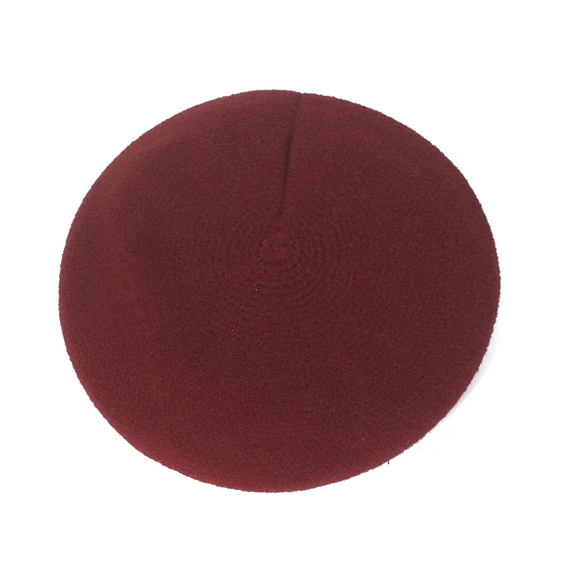 Berets Double-faced Woolen Goods Knit Beret Warm wool Women Autumn Winter Solid Color Versatile Painter Cap Wild
