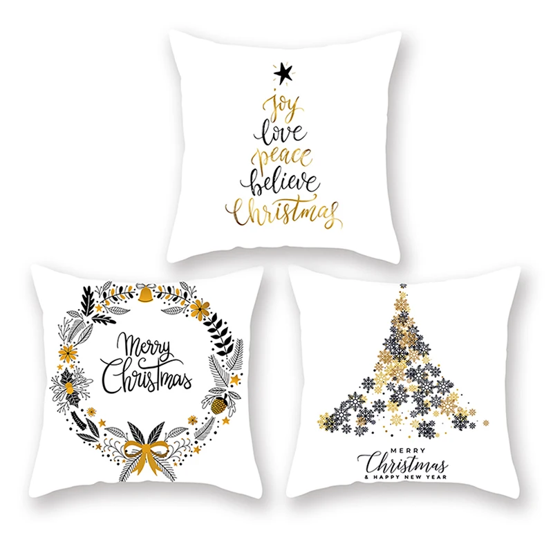 Наволочка Золотая Рождественская гирлянда из снежинок Рождественский Декор для
