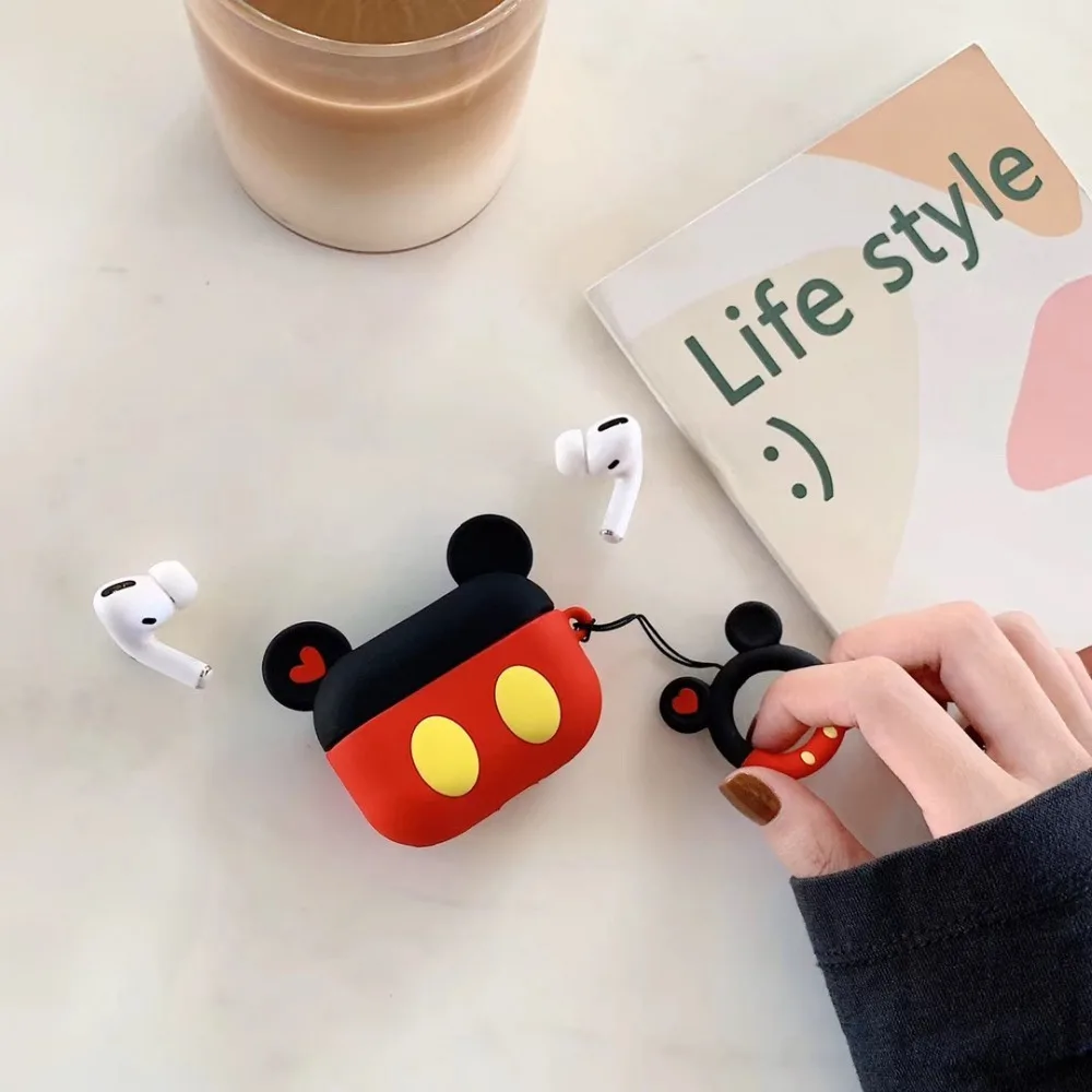 HAZEL Bluetooth наушники сумки чехол для Airpods pro защитный чехол для airpods коробка ремень милый мультфильм силиконовый Микки Минни