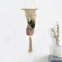 Настенное подвесное кашпо макраме, растение, подвесная корзина, украшение в богемном стиле, Настенный декор, декоративный настенный гобелен для дома и офиса