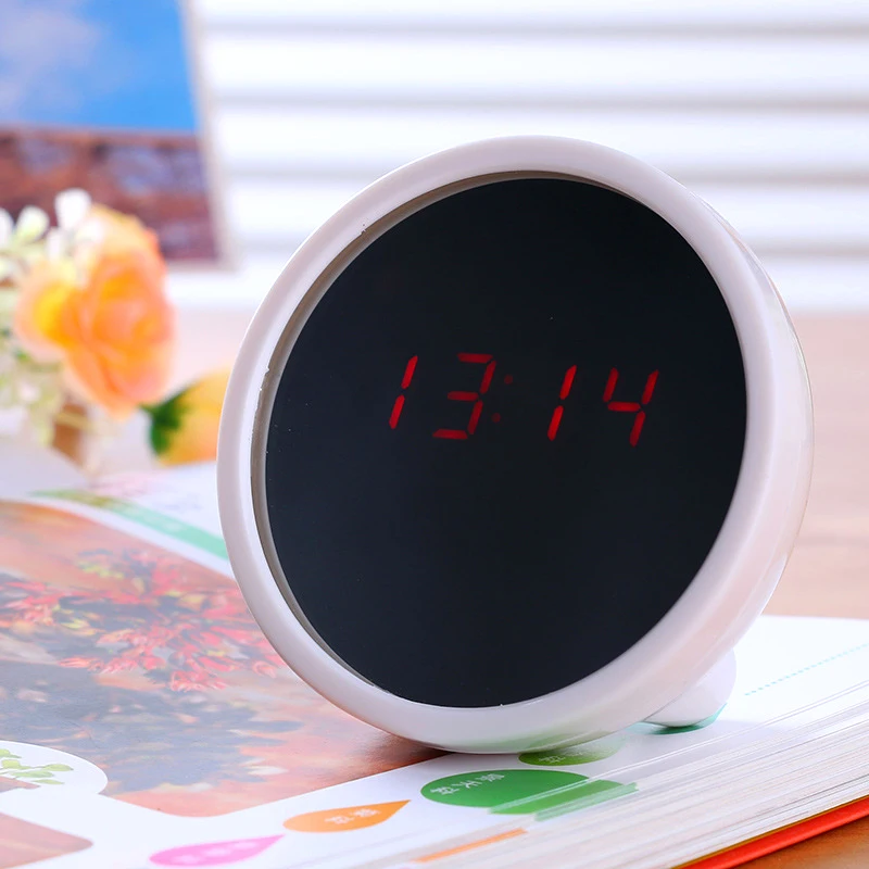 Creative Desktop LED Mirror Clock Electronic Clock LED Clock Night Light Mute Beauty Cosmetic