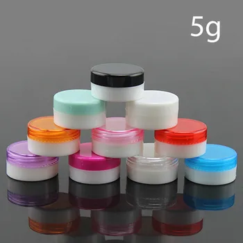 

5g Plastic White Jar Refillable Cosmetic Lip Balm Gloss Cream Bottle Makeup Eyeshadow Sample Packaging Container Free Shipping