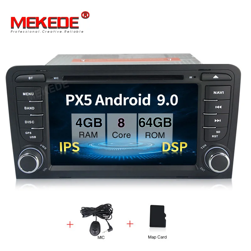 MEKEDE DSP ips Android 9,0 автомобильный мультимедийный плеер для Audi A3 S3 A4 S4 Exeo B7 dvd-плеер gps навигация Радио стерео BT Рулевое управление