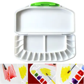 

Drawing ABS Artist Exquisite Durable Art Supplies Watercolor Discs Oil Palette Tray Painting Mixing Easy To Clean Home