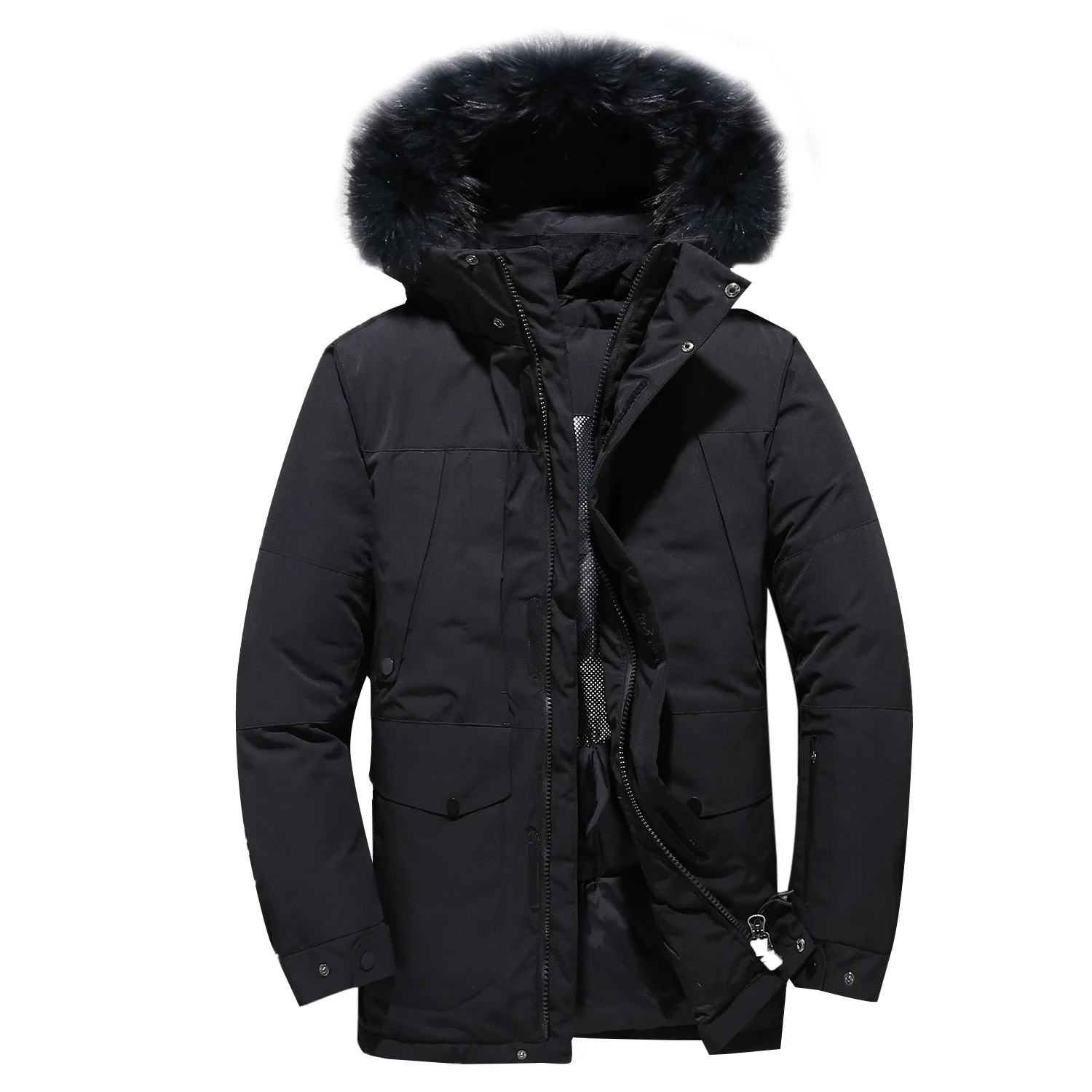 30 градусов пуховая куртка Для мужчин толстый зимний большой натуральный меховой воротник Теплая парка Водонепроницаемый ветрозащитная Лыжная куртка