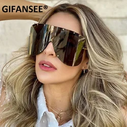 GIFANSEE Shield Visor Mask Sunglasses Women Men 2020 Oversized Vintage Windproof Glasses One Peice Big Frame Goggles Sun Glasses