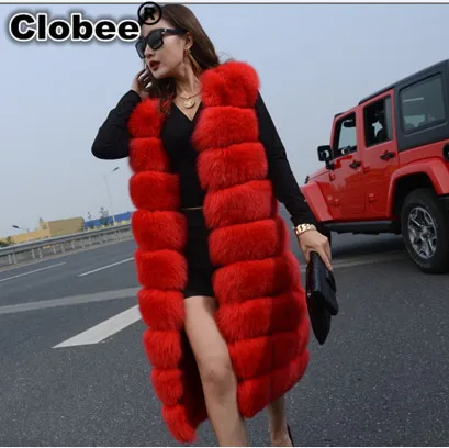 Colete Feminino 6XL офисный женский зимний пушистый волнистый длинный Лисий женский меховой жилет роскошный меховой жилет плюс размер V701