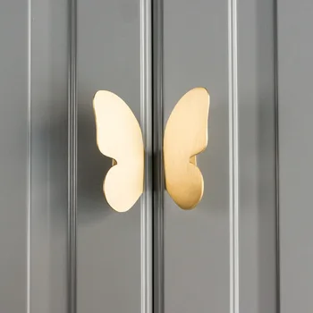 

2pcs Nordic brass butterfly handle wardrobe cupboard shoe cupboard door handle