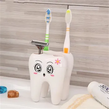 

Teeth Style Toothbrush Holder 4 Hole Cartoon Toothbrush Stand Tooth Brush Shelf Bracket Container Bathroom Accessories