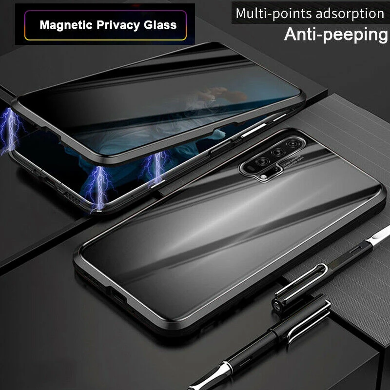 Металлический магнитный чехол для телефона huawei Honor P20 P30 mate 20 30 8X 9X 20i V20 Nova 4 5 5i Pro, закаленное стекло, защита от подписывания
