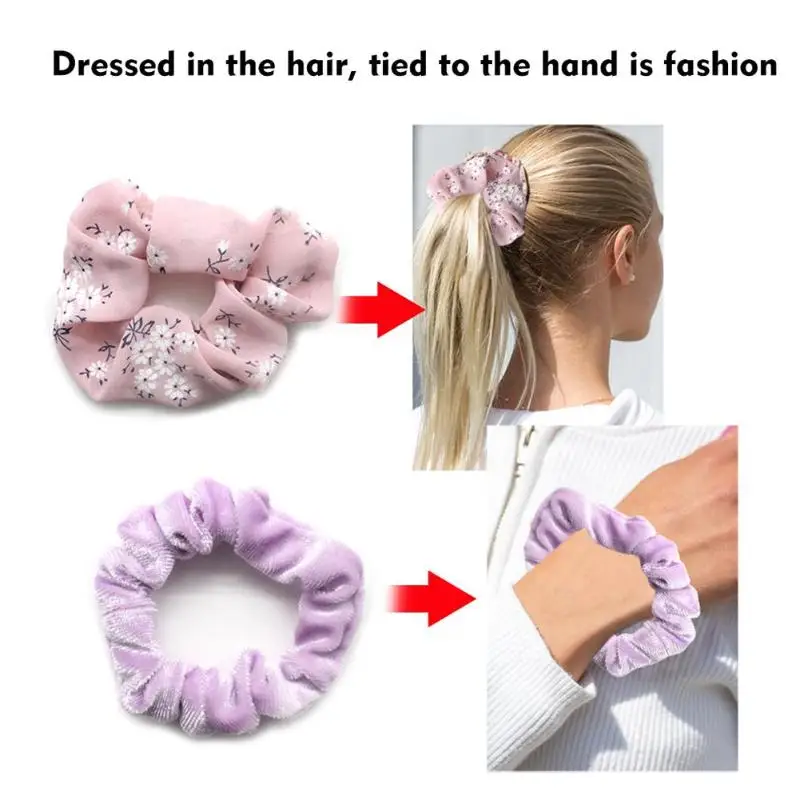 

50pcs Elastic Hairdressing Tools Rubber String Fashion Durable Velvet Children Mothers Headrope Grandmas Jewe 80x50mm