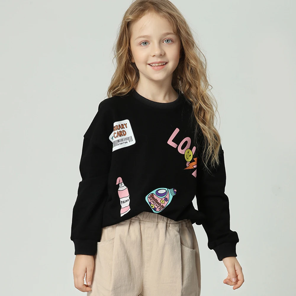 

New Girls' Long Sleeve Cuhk Child Cartoon Europe And The United States Fashion Girl Childt Sweatshirt Tshirt Letter Printing