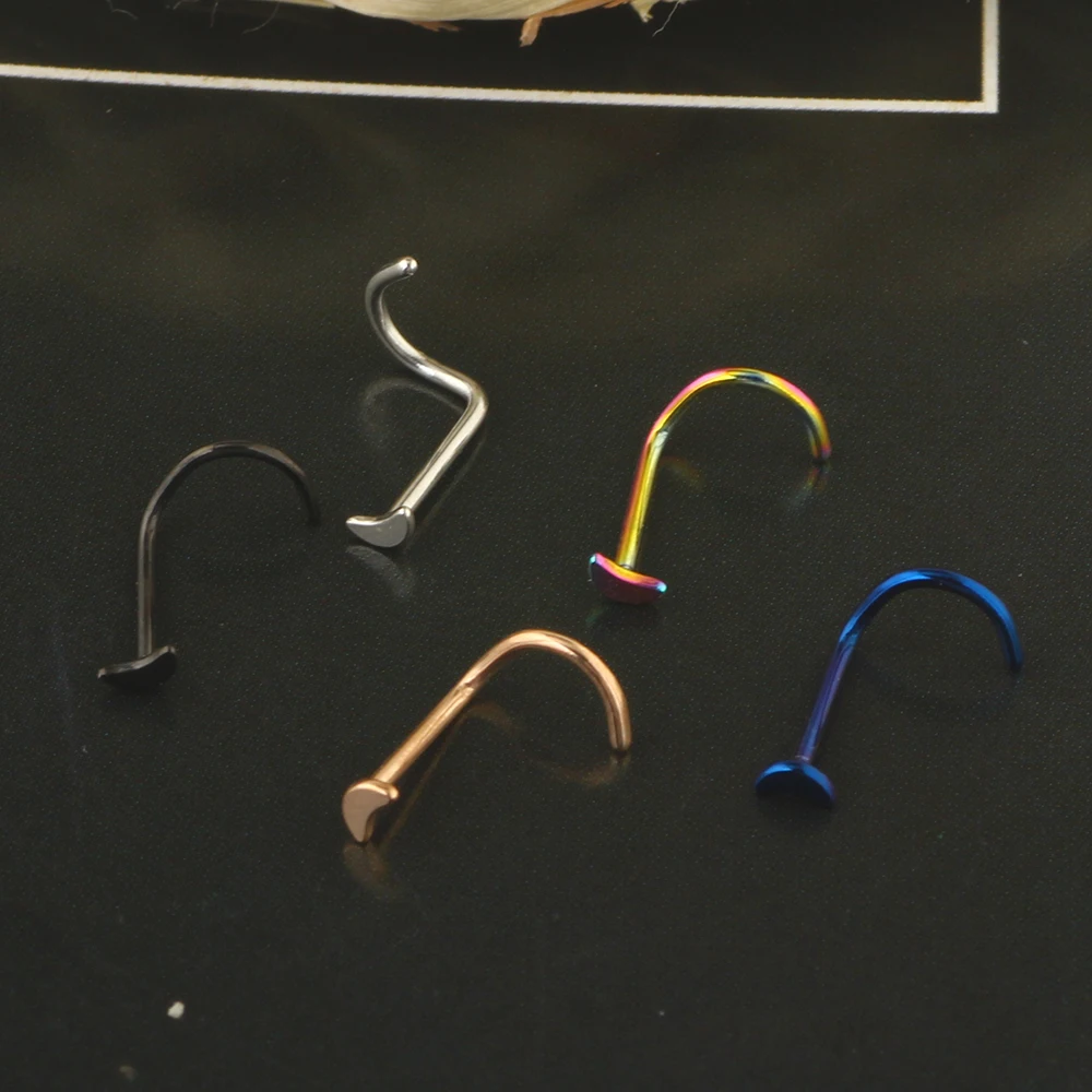 100/500 PCS 20G Moon Nose Rings for Women Nose Piercings Jewelry Nose Rings Hoops Nose Studs Screw Stainless Steel for Women Men