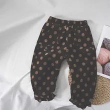 Детские брюки для маленьких мальчиков и девочек вельветовые Осенние теплые свободные однотонные штаны с бантом, брюки для девочек, детские штаны,#12,6