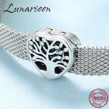 Горячая Распродажа 925 пробы Серебряный древо жизни шармы-клипсы в форме сердца браслет для женщин ювелирные изделия