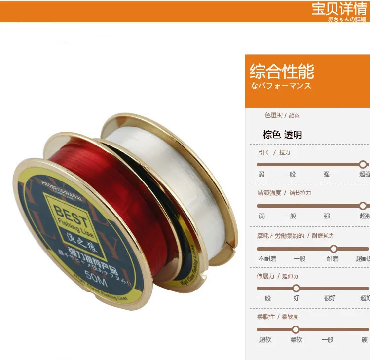 

50 Fishing Line Nylon Thread Japan Raw Silk Fishing Line Sea Fishing Rod Lure Rocky Fishing Line Parallel Volume Special Offer
