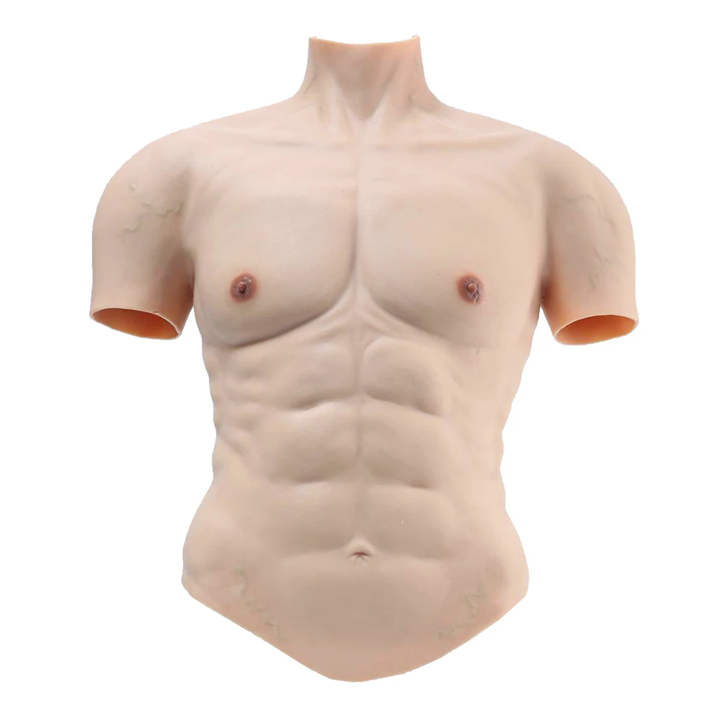 

Faux Chest Muscle Belly Silicone Man Artificial Simulation Muscles Tops Shirt
