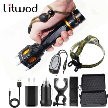 

Attack Head CREE XM-L T6 Tactical LED Flashlight Powerbank Rechargeable Waterproof Torch 18650 Battery Self Defense Bike Lantern