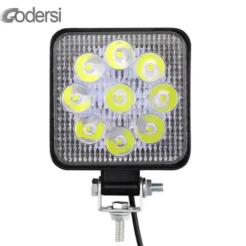 

12V 24V Car Truck LED White Flood Beam Work Lights 27W 9-LED Boat Marine Working Light Bar Off-Road Driving Fog Lamp 1pc