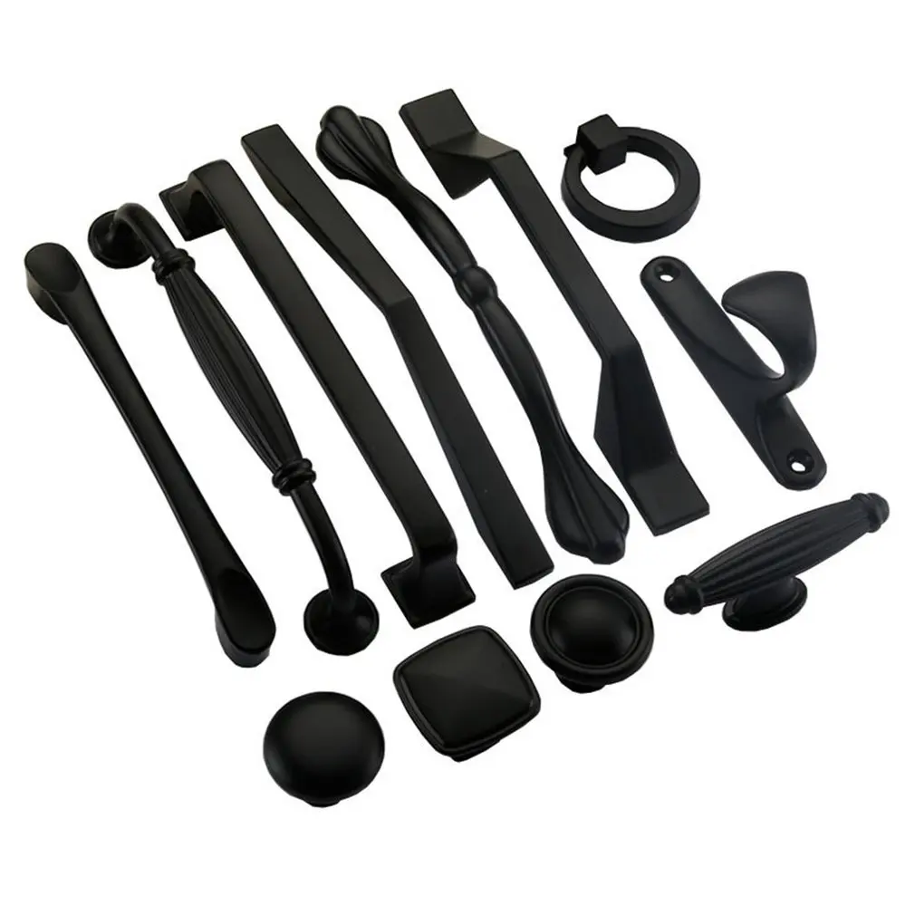 Black Door Handles Wardrobe Drawer Pull Kitchen Cabinet for Furniture Hardware Accessories |
