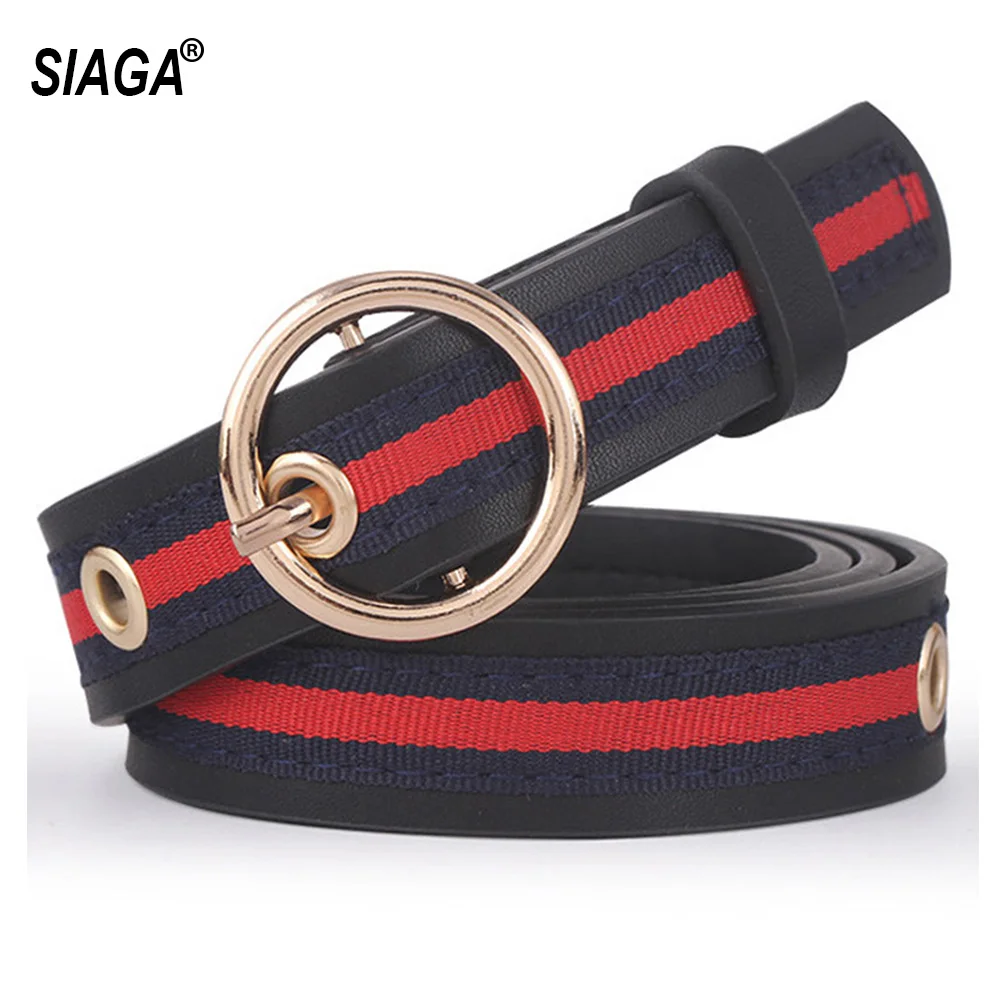 New Ladies PU Leather Canvas Belt Slim Female Leisure Style Decorative Belts for Women Ring Pattern Buckle Jeans FCO125