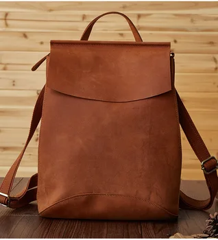 

MAHEU Fashion Vintage Women Leather Backpack Real Leather School Bag Shoulder Bag Ladies Girls Female Bagpack Women Travel Bag