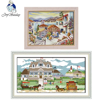 

Happy garden DIY Chinese needlework craft 11CT14CT printed pattern Cross Stitch kit DMC fabric counted on canvas Embroidery sets