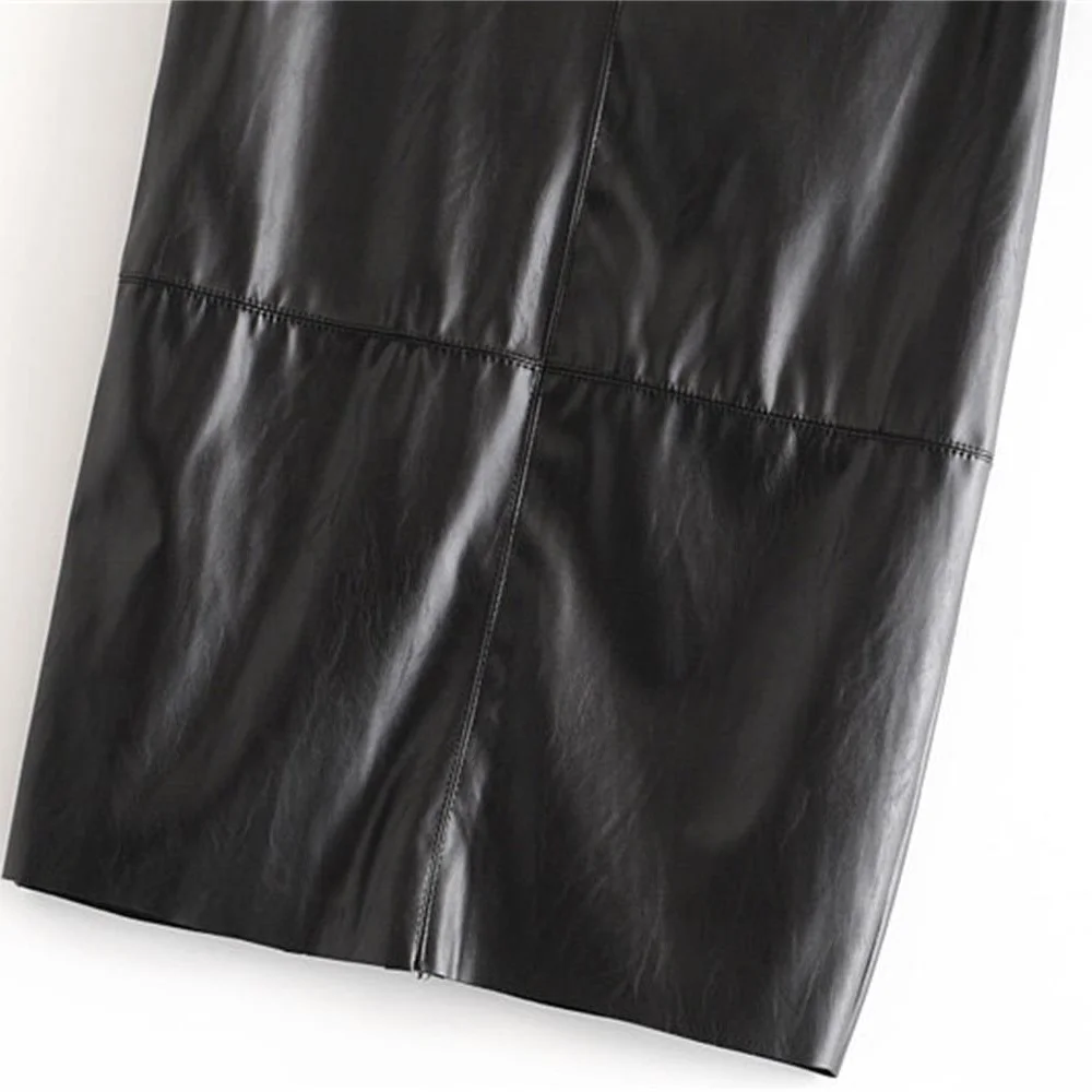 Новинка осени 2019 года Женская облегающая прямая юбка из искусственной кожи с