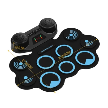 

Portable Electronic Hand Roll Drum Pad Set Roll-up Sensitive Drum with Headphone Speaker Jack Built-in Speaker Recording