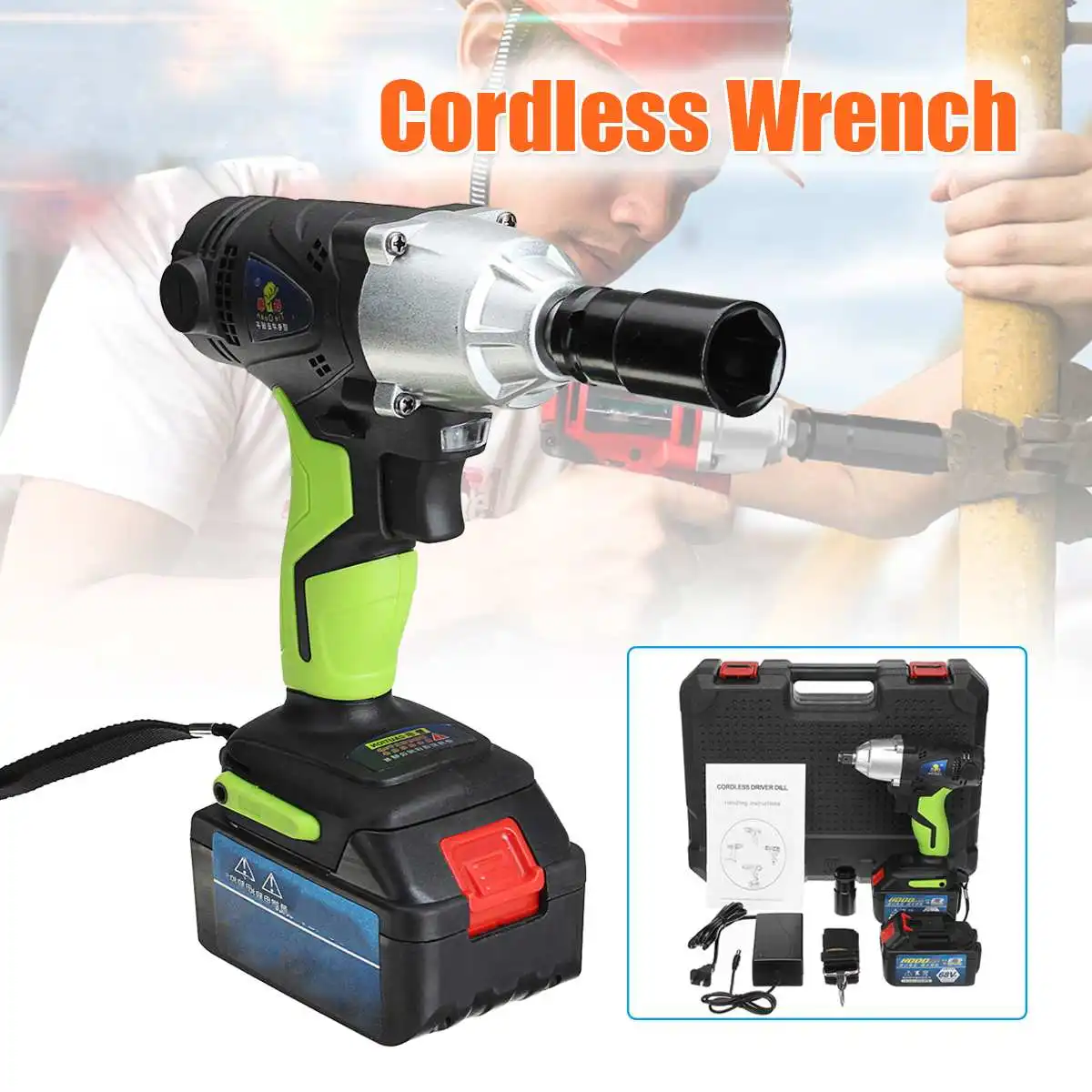 

8.0Ah 68V Cordless Impact Wrench 278NM Torque Socket Wrench Li-ion Power Driver Drill Power Wrench Tools 1 Charger 2 Batteries