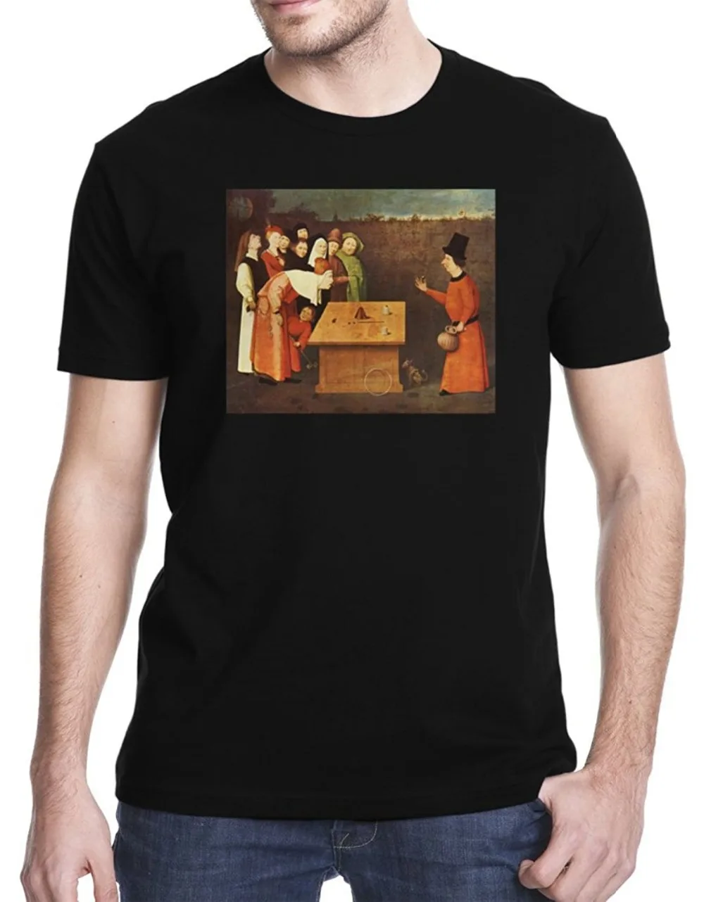 2019 New Fashion Men'S Round Neck Crazy Top Tee Hieronymus Bosch - The Conjurer Medieval Art T-Shirt |