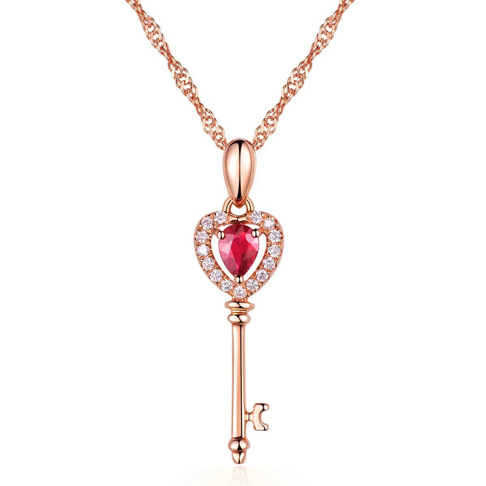 

fashion charm key water drop crystal women pendant necklaces Micro Inlay cubic zirconia rose gold Chokers jewelry gift for the n