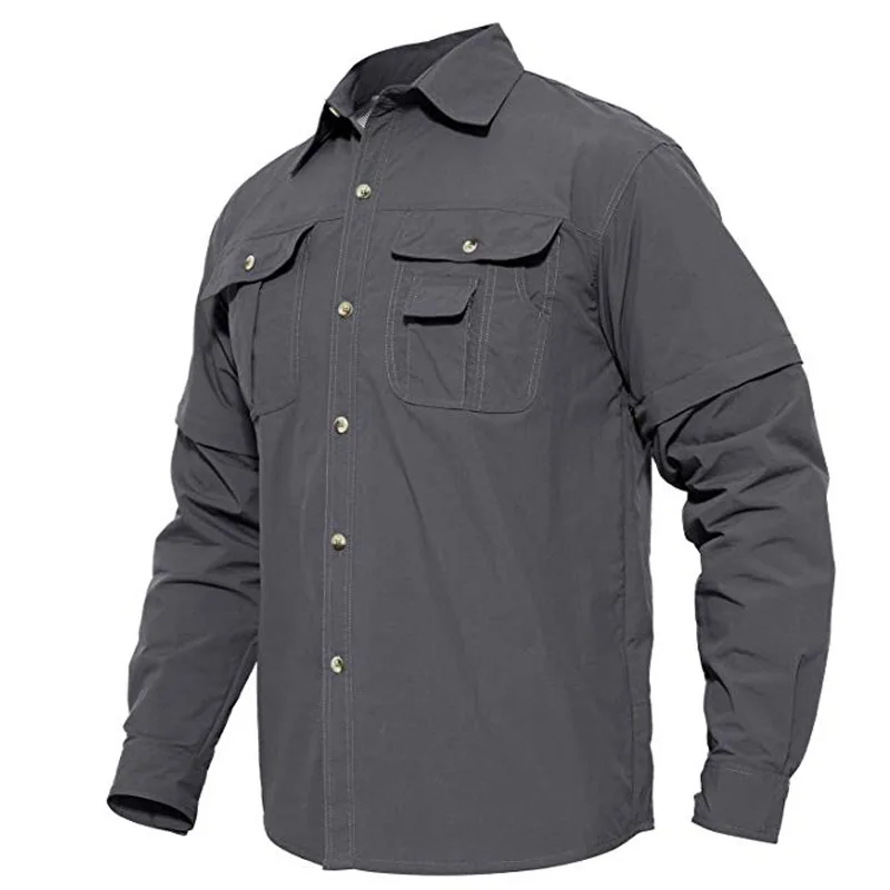 Мужская тактическая рубашка Военные быстросохнущие рубашки мужская одежда Открытый Повседневный костюм походный Кемпинг с длинными рукавами альпинистские штаны - Цвет: Gray