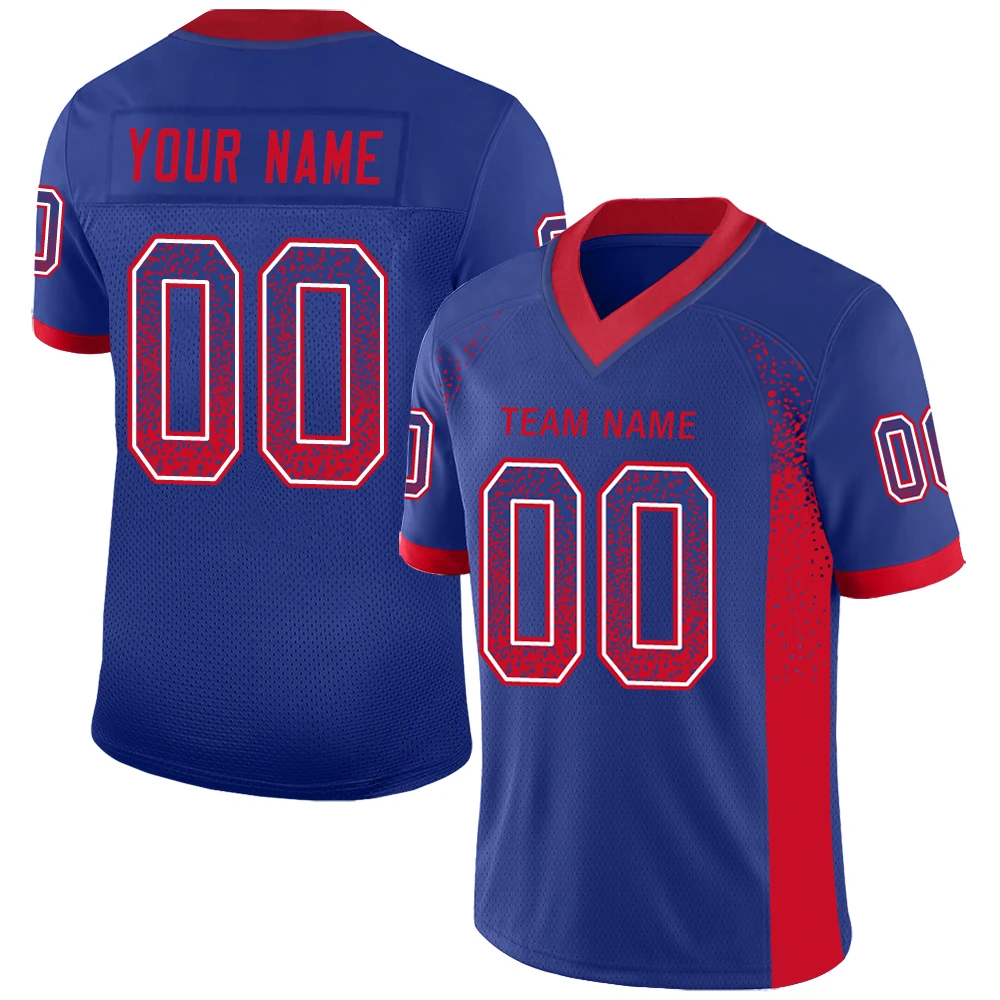Top Quality Football Jersey Sew Team Name/Number Athletic Ployester Practice Short Sleeve Shirts for Boy/Girl/Kids Birthday Gift