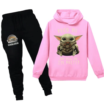 

New Girl Hoodie Set Boys Baby Yoda The Mandalorian Printing Hooded Sweatshirt Pants 2pcs Sets Kids Long Sleeve Hoodies Pant Suit