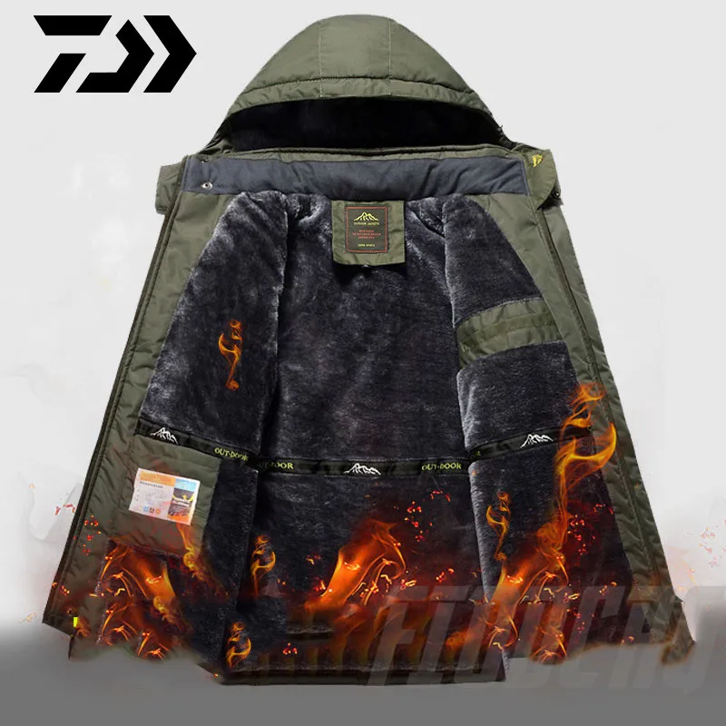 Новинка, Толстая куртка для рыбалки DAWA, зимняя водонепроницаемая одежда для рыбалки, Мужская теплая флисовая куртка для велоспорта и рыбалки, более размера d, размер M-9XL